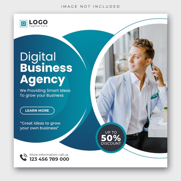 Digital business marketing agency and corporate social media post square banner template