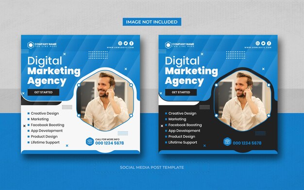 Digital business marketing agency social media post and web banner template