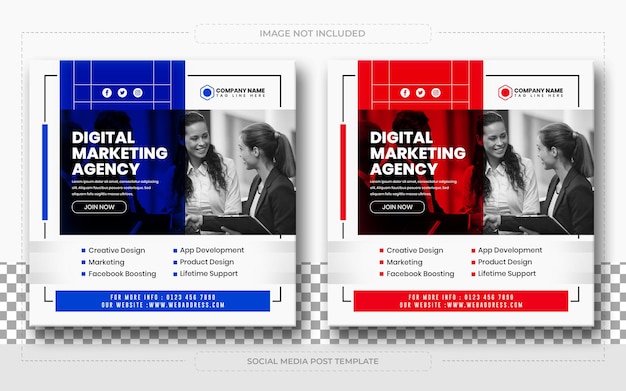 Digital business marketing agency social media post and web banner template