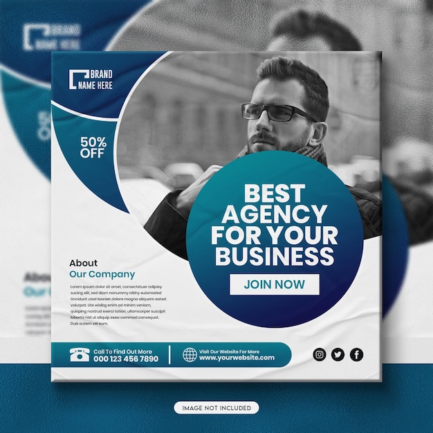 Digital business marketing agency social media post and web banner template