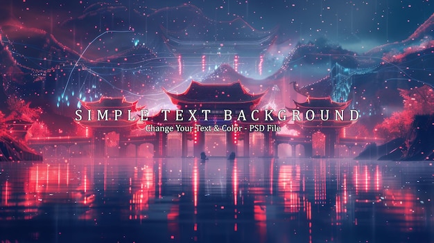 PSD digital chinese temple with red lights