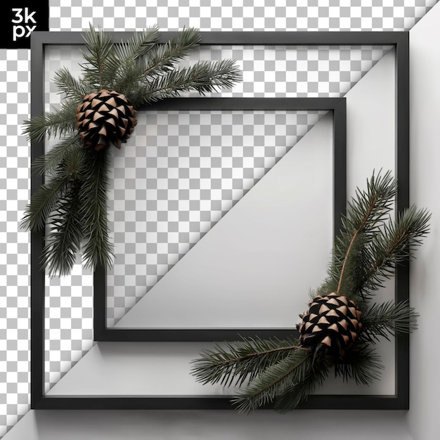 Digital Christmas Photo Frame Isolated on Transparent Background