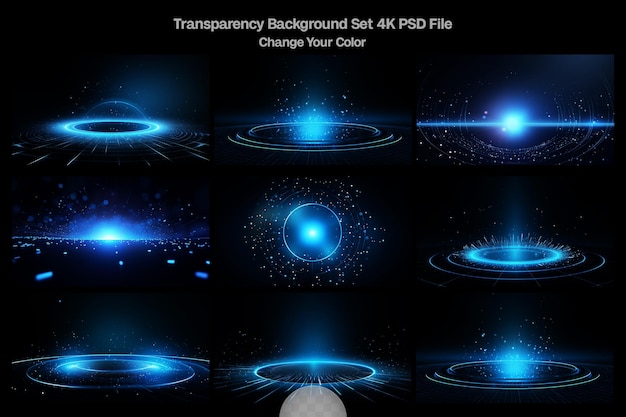 Digital circles with blue glowing dots and scifi HUD circle