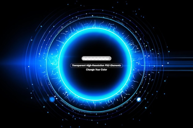 Digital circles with blue glowing dots and scifi HUD circle