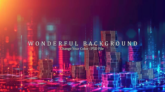 PSD digital cityscape a futuristic metropolis in neon hues