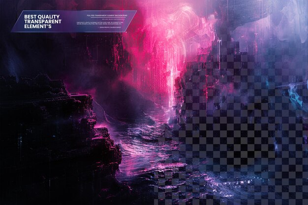 PSD digital dreamscape on transparent background