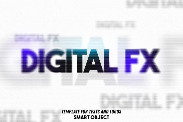 PSD digital fx title text effect template smart object