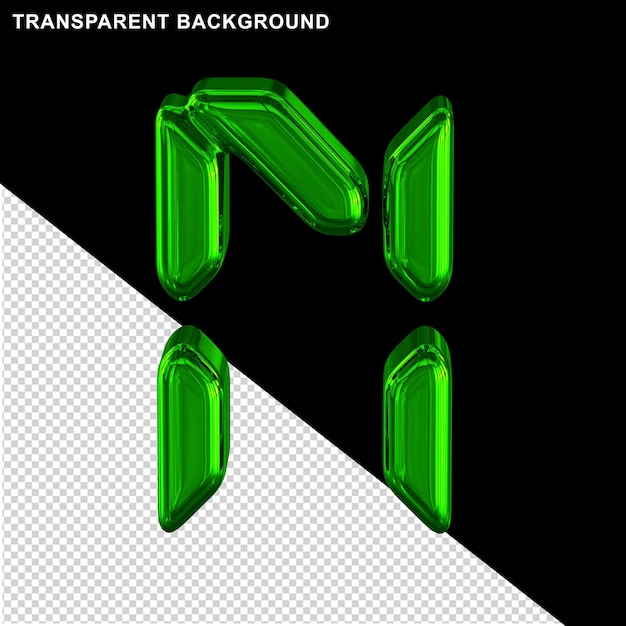 Digital green letter n