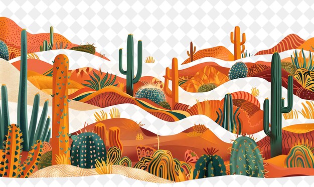 PSD a digital illustration of a desert landscape with cactus and cactus