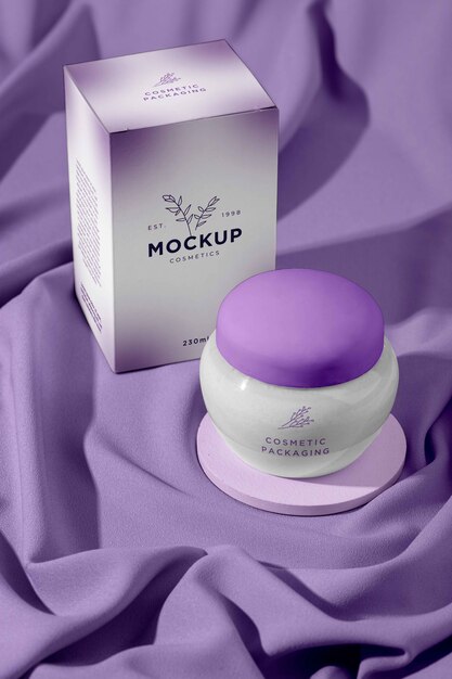 Digital lavender cosmetic packaging mockup