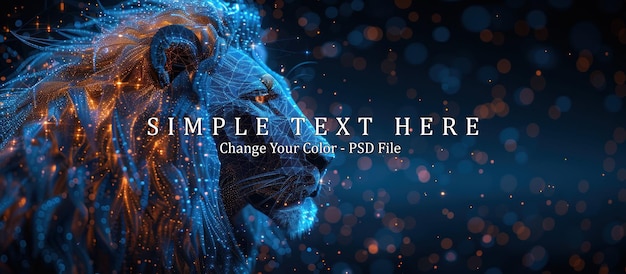 PSD digital lion portrait with bokeh background