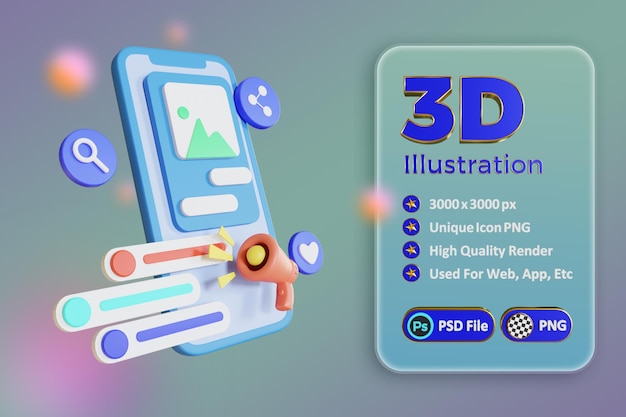 digital marketing 3d illustration