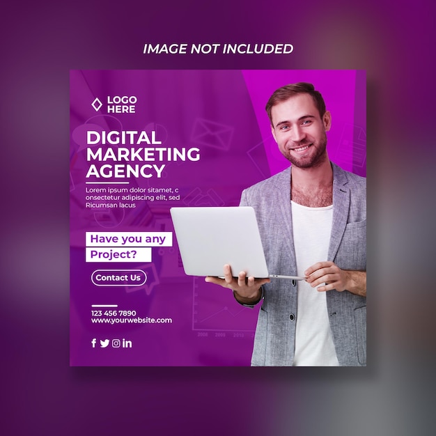 PSD digital marketing agency banner design or square banner template corporate flyer template