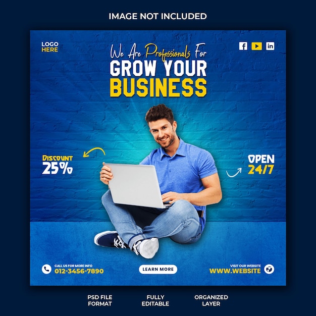 Digital marketing agency business promotion and corporate social media post banner template design