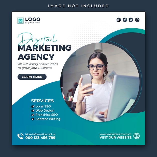 Digital marketing agency and corporate business social media post square banner template