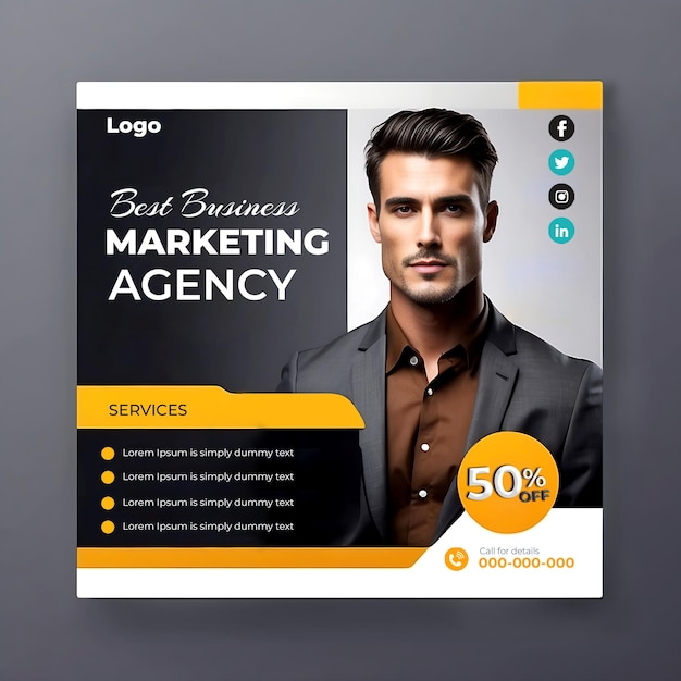 Digital marketing agency and corporate business social media post template banner ai generated