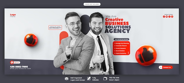 PSD digital marketing agency and corporate facebook cover banner template