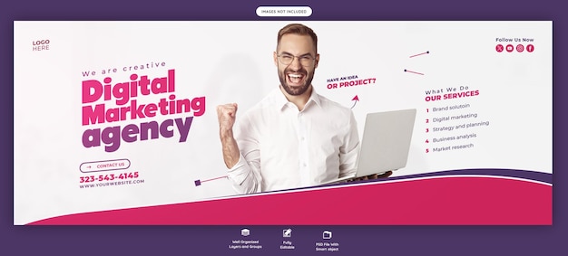 PSD digital marketing agency and corporate facebook cover banner template