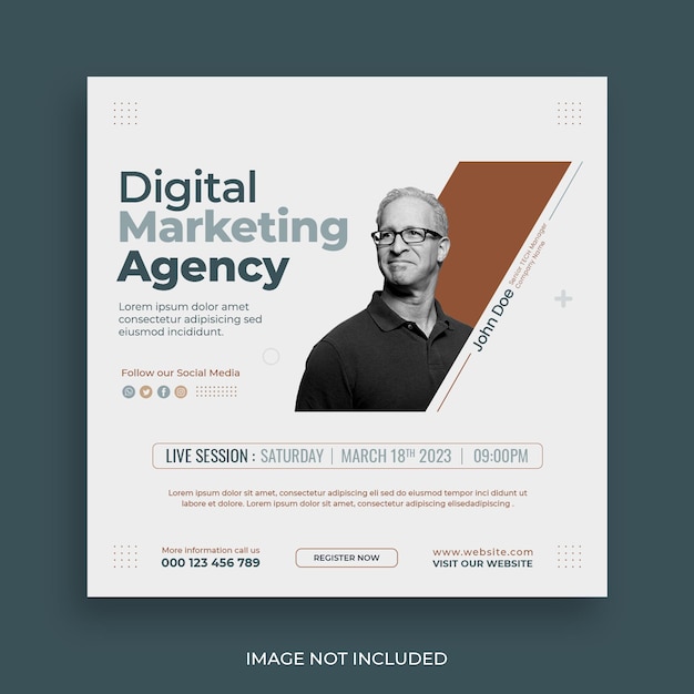 PSD digital marketing agency and corporate minimalist social media post template