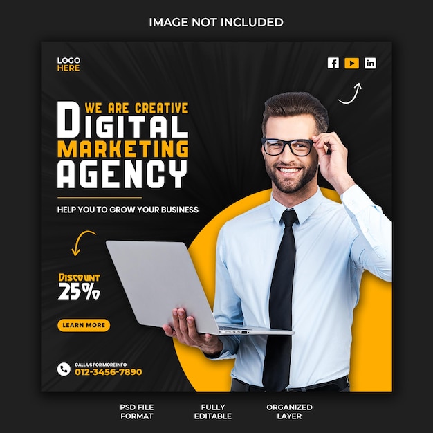 Digital marketing agency and corporate social media post banner template design