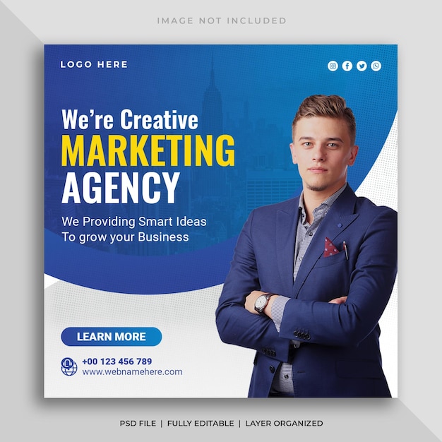 Digital marketing agency or corporate social media post banner template