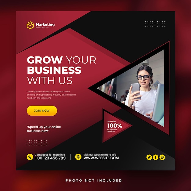 Digital marketing agency and corporate social media post or square banner template