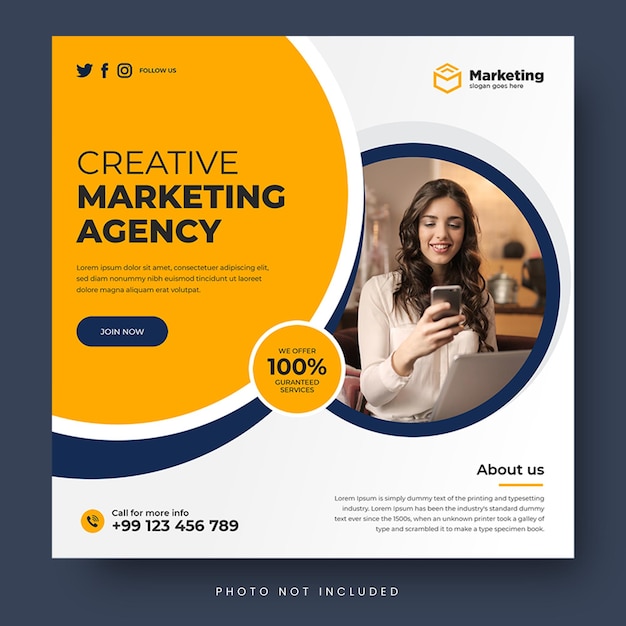 Digital marketing agency and corporate social media post or square banner template