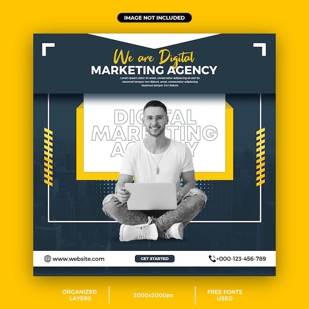 Digital marketing agency and corporate social media post square banner template