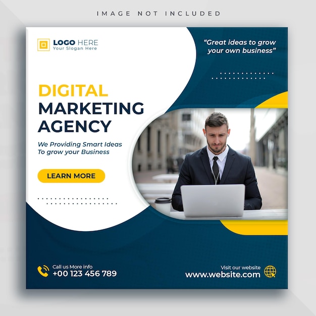 Digital marketing agency and corporate social media post square web banner template