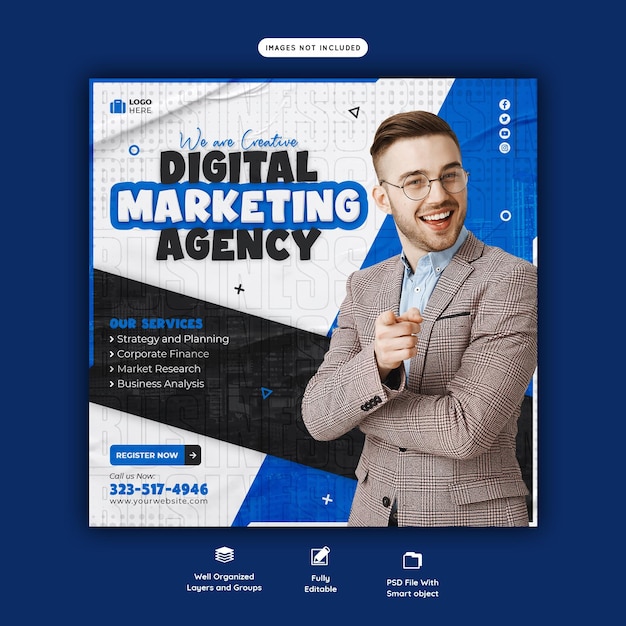 Digital marketing agency and corporate social media post template