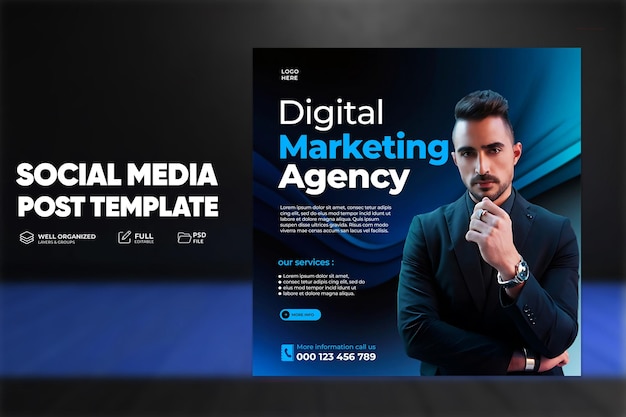 Digital marketing agency and corporate social media post template