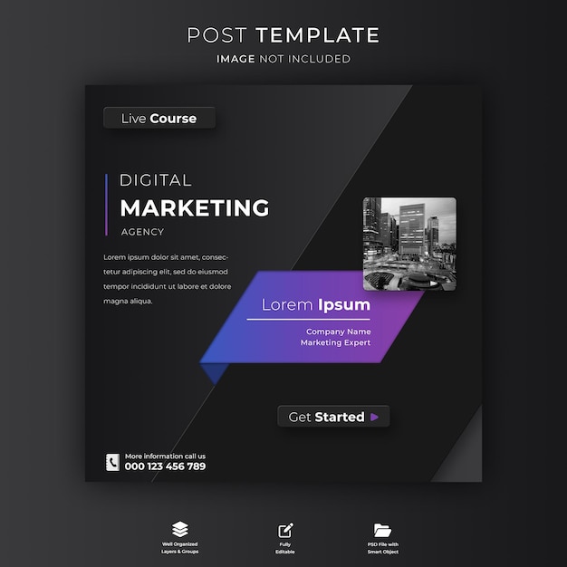 PSD digital marketing agency and corporate social media post template