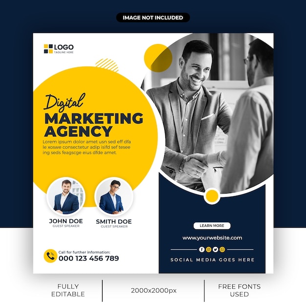 Digital marketing agency and corporate social media post or web banner template