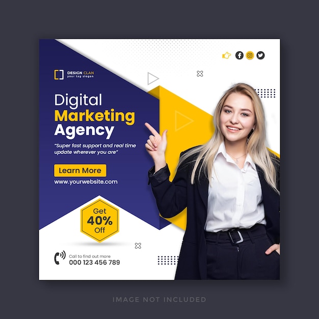 Digital marketing agency corporate social media and web banner template