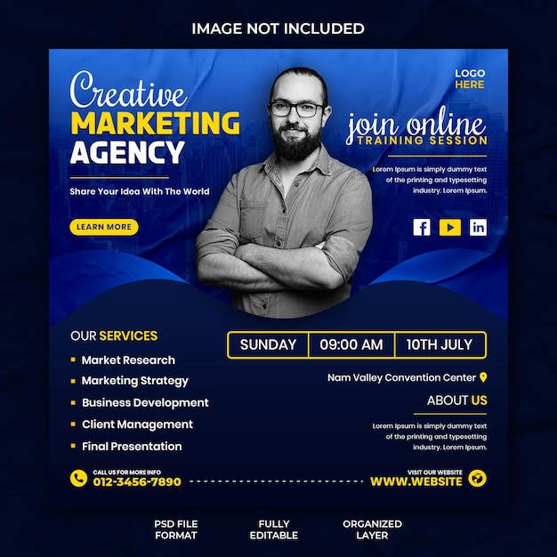 Digital marketing agency and creative social media post banner template