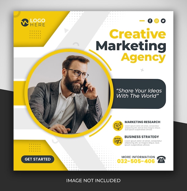 Digital marketing agency expert and corporate social media post banner or flyer ads design template