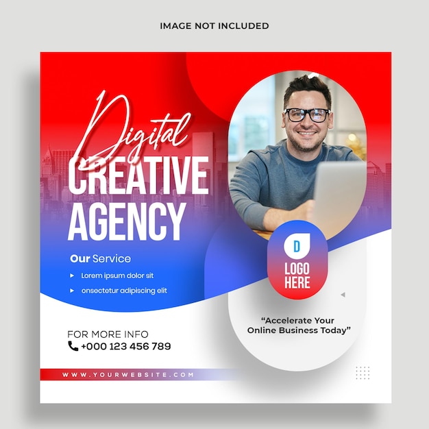 Digital marketing agency instagram post and social media banner template premium psd