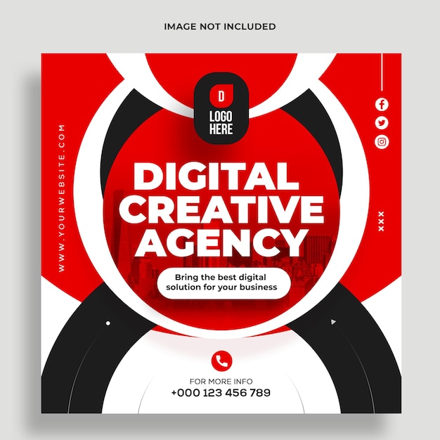 Digital marketing agency instagram post and social media banner template premium psd