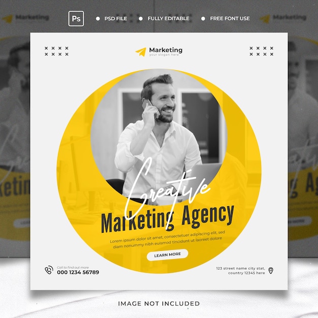 Digital marketing agency instagram post and social media banner template