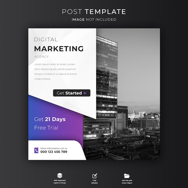 Digital marketing agency instagram post and social media banner template