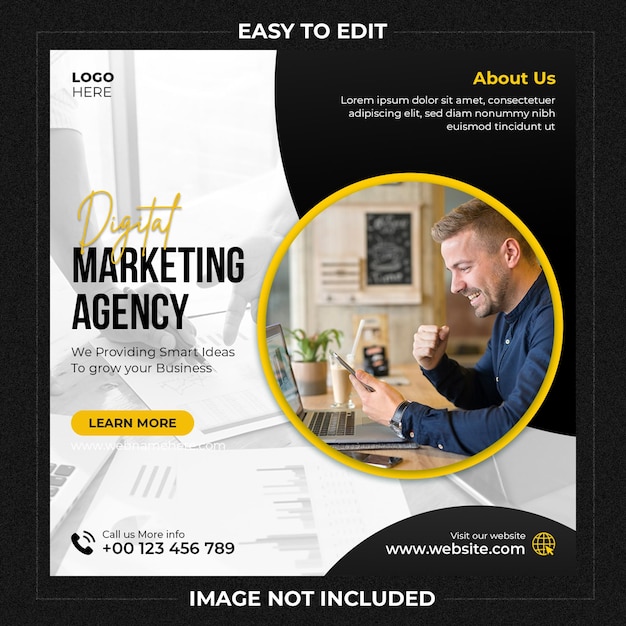 Digital marketing agency instagram post and social media banner template