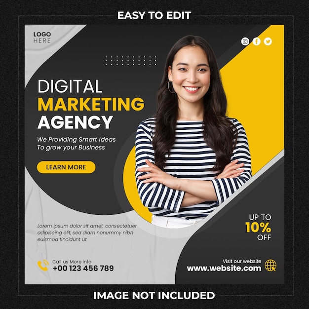 Digital marketing agency instagram post and social media banner template