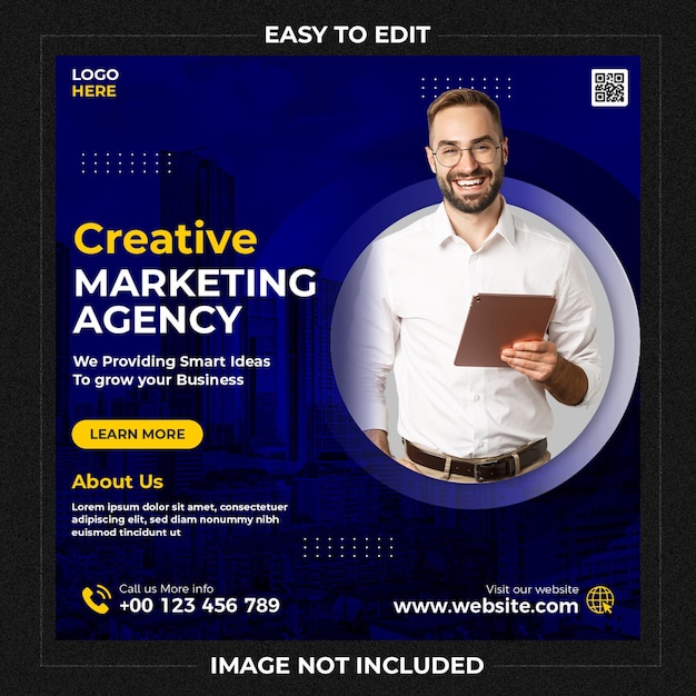 Digital marketing agency instagram post and social media banner template