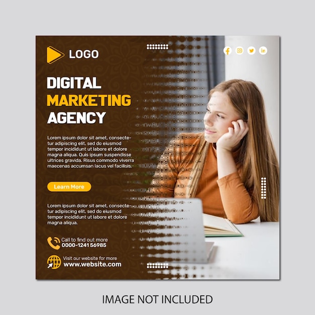 Digital marketing agency instagram post or social media banner template