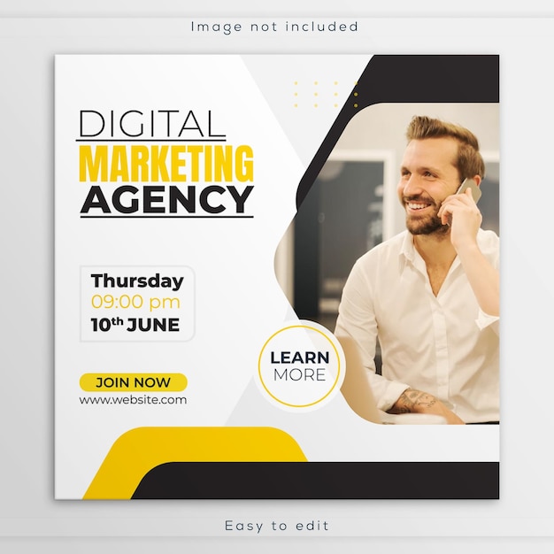 PSD digital marketing agency live conference social media banner instagram post template design