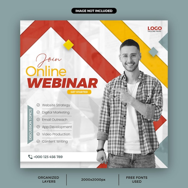 Digital marketing agency live webinar or corporate social media post template