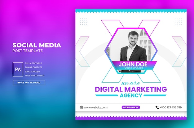 Digital Marketing agency live webinar poster or corporate social media post template