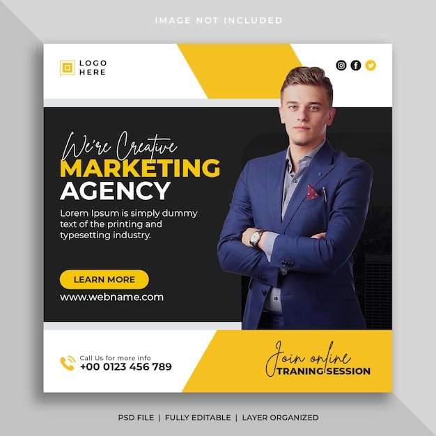 Digital marketing agency online webinar or corporate social media post template