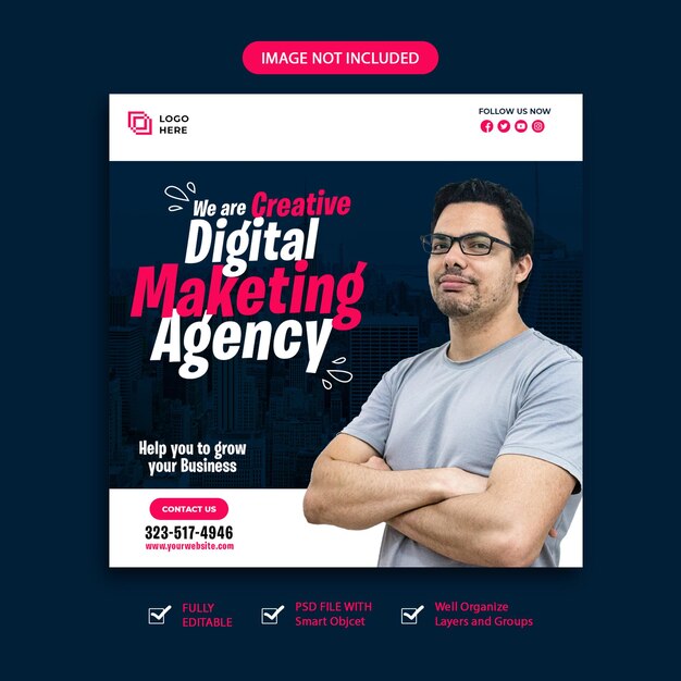 PSD digital marketing agency post and corporate social media banner template premium psd