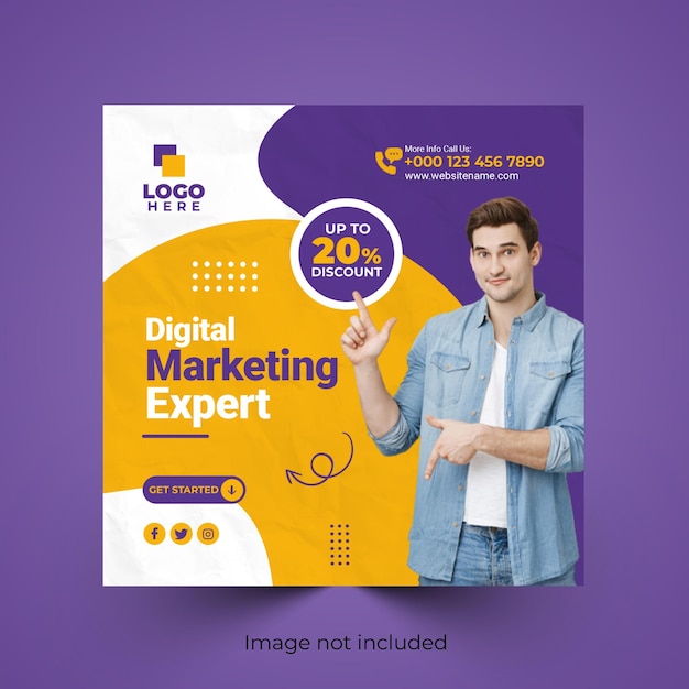 Digital marketing agency promotional social media post banner template